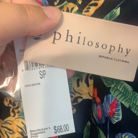 NWT Philosophy Republic clothing Size S Button Blouse Midnight Tiger Print - Picture 4 of 5